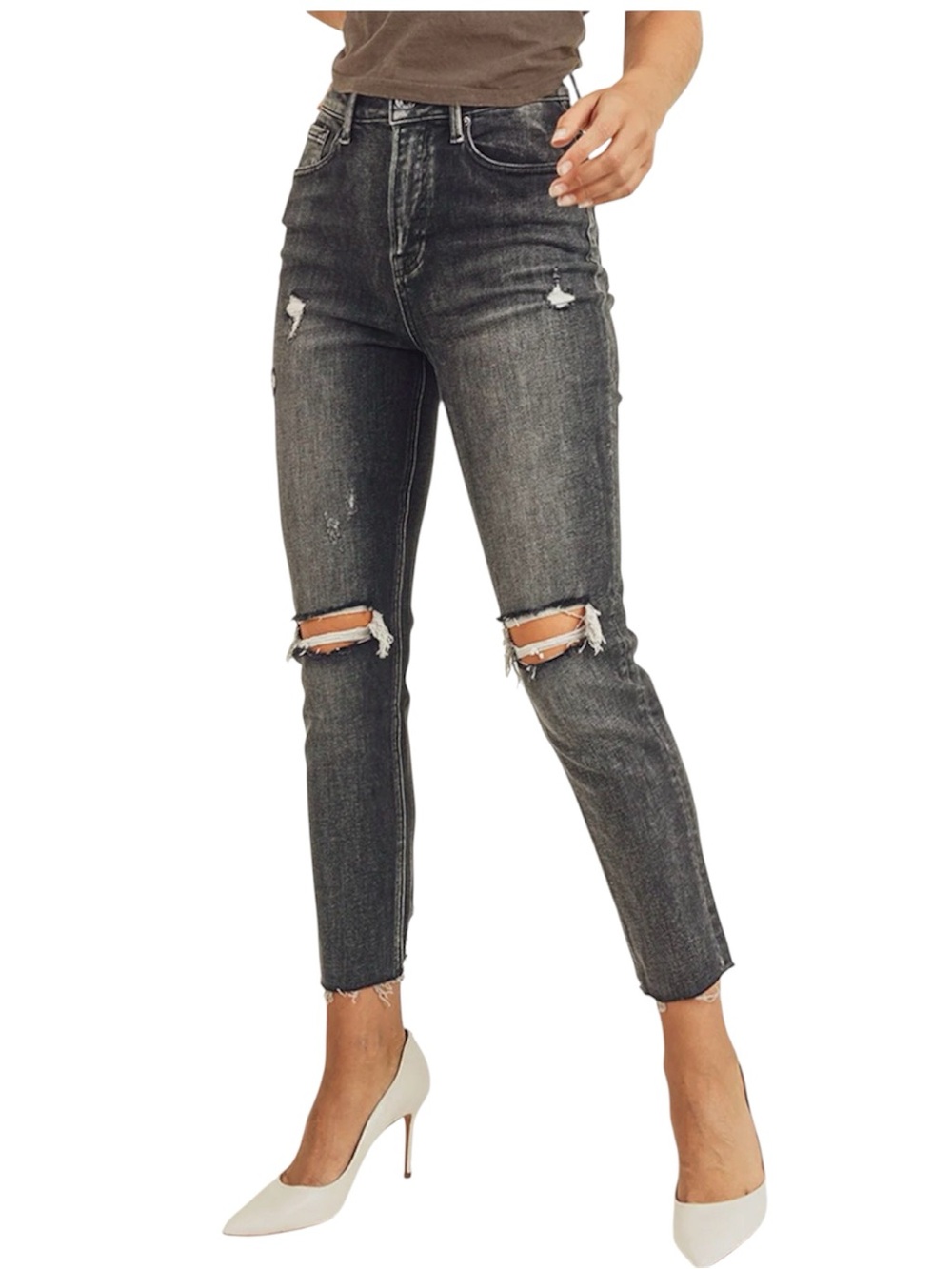 Risen Jeans High-rise Distressed Jeans NWT